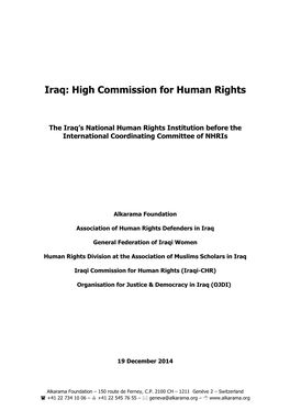 Iraq: High Commission for Human Rights