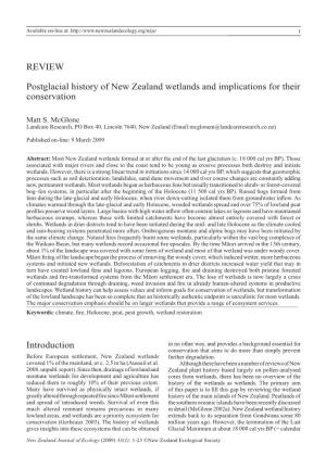 REVIEW Postglacial History of New Zealand Wetlands and Implications