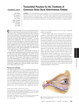 Transorbital Puncture for the Treatment of Cavernous Sinus Dural Arteriovenous Fistulas