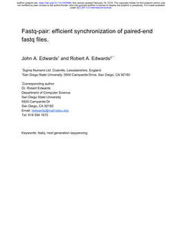 Efficient Synchronization of Paired-End Fastq Files