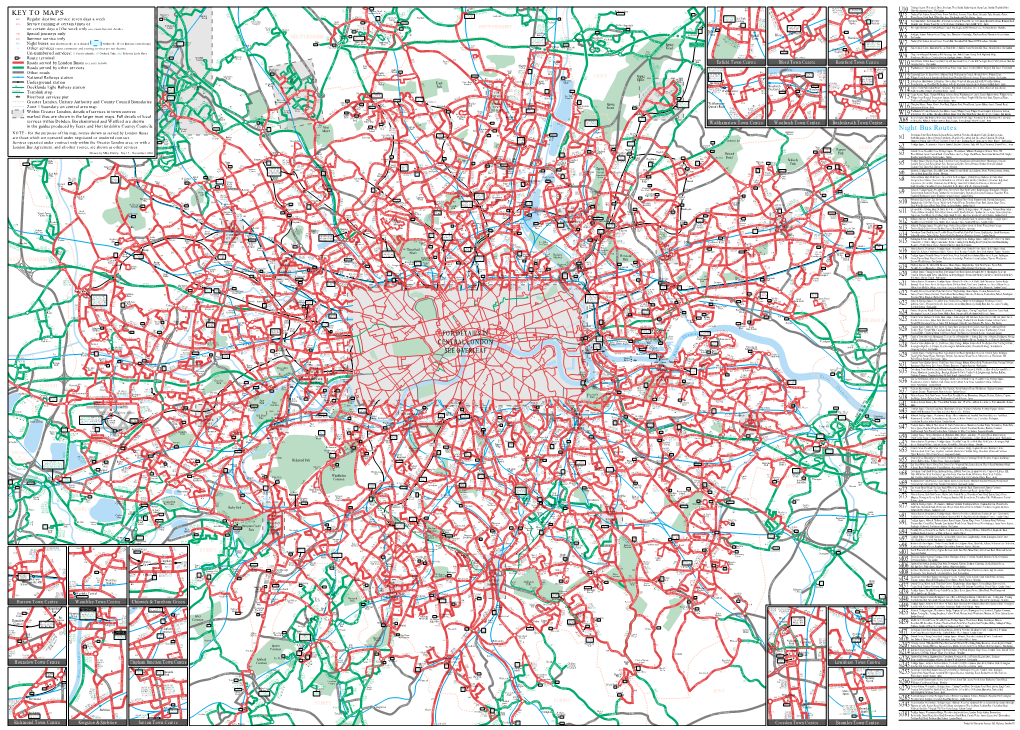 Night Bus Routes KEY to MAPS for DETAILS in CENTRAL