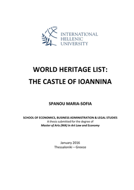 World Heritage List: the Castle of Ioannina
