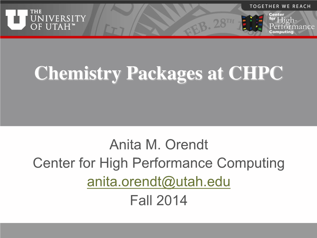 Chemistry Packages at CHPC