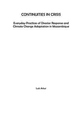 Continuities in Crisis : Everyday Practices of Disaster Response and Climate Change Adaptation in Mozambique