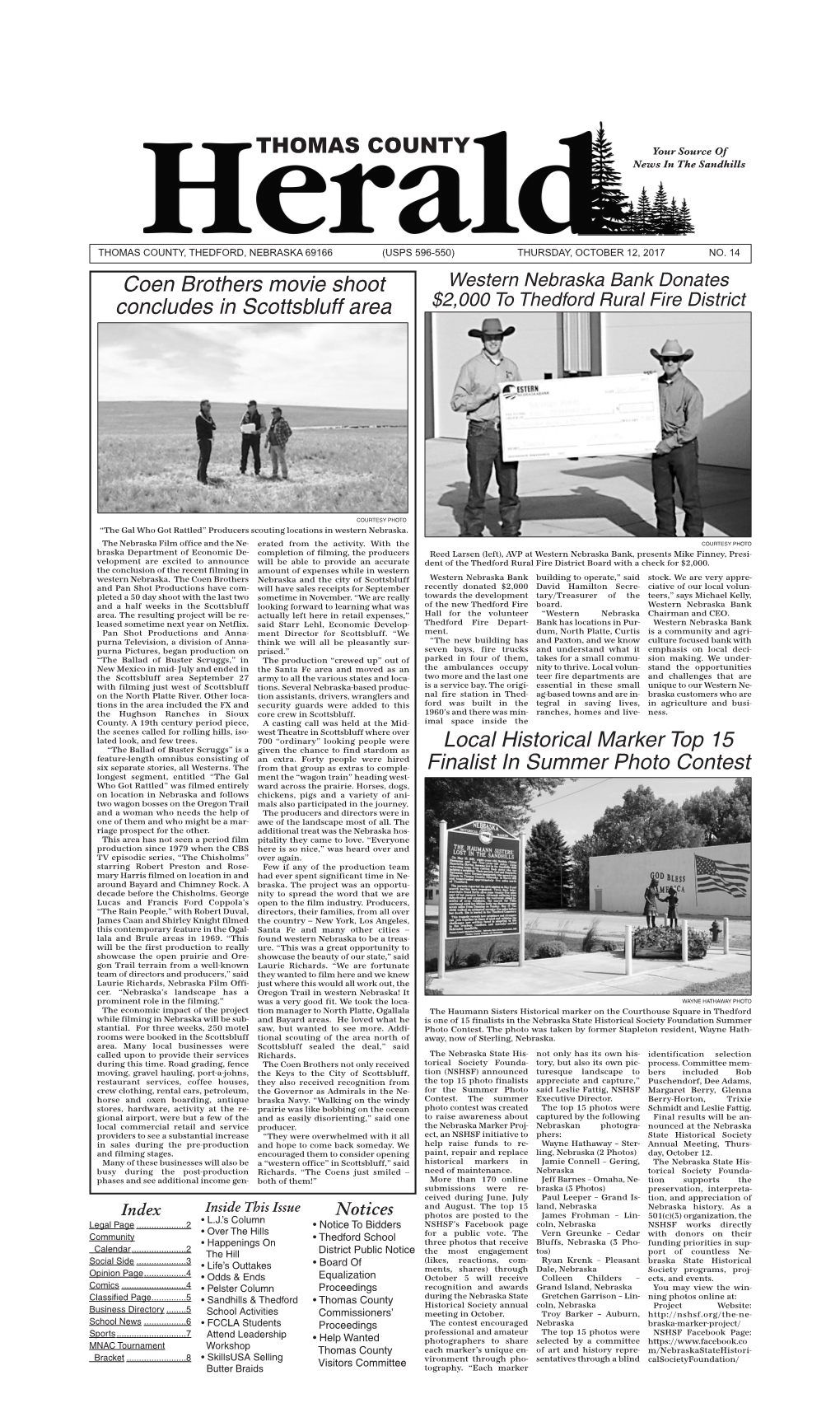 Thedford Front Page Layout 1