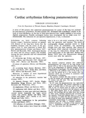 Cardiac Arrhythmias Following Pneumonectomy