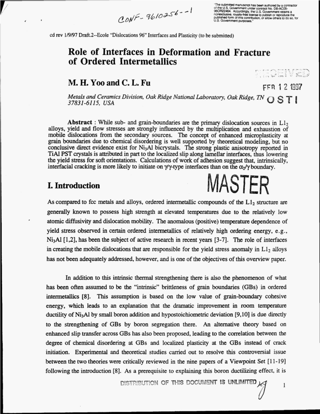 Role of Interfaces in Deformation and Fracture of Ordered Intermetallics