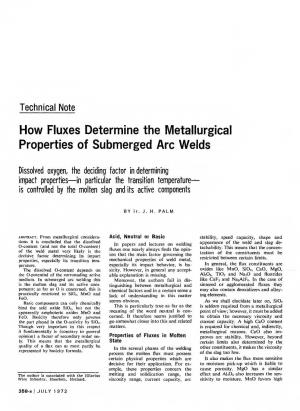 How Fluxes Determine the Metallurgical Properties of Submerged Arc Welds
