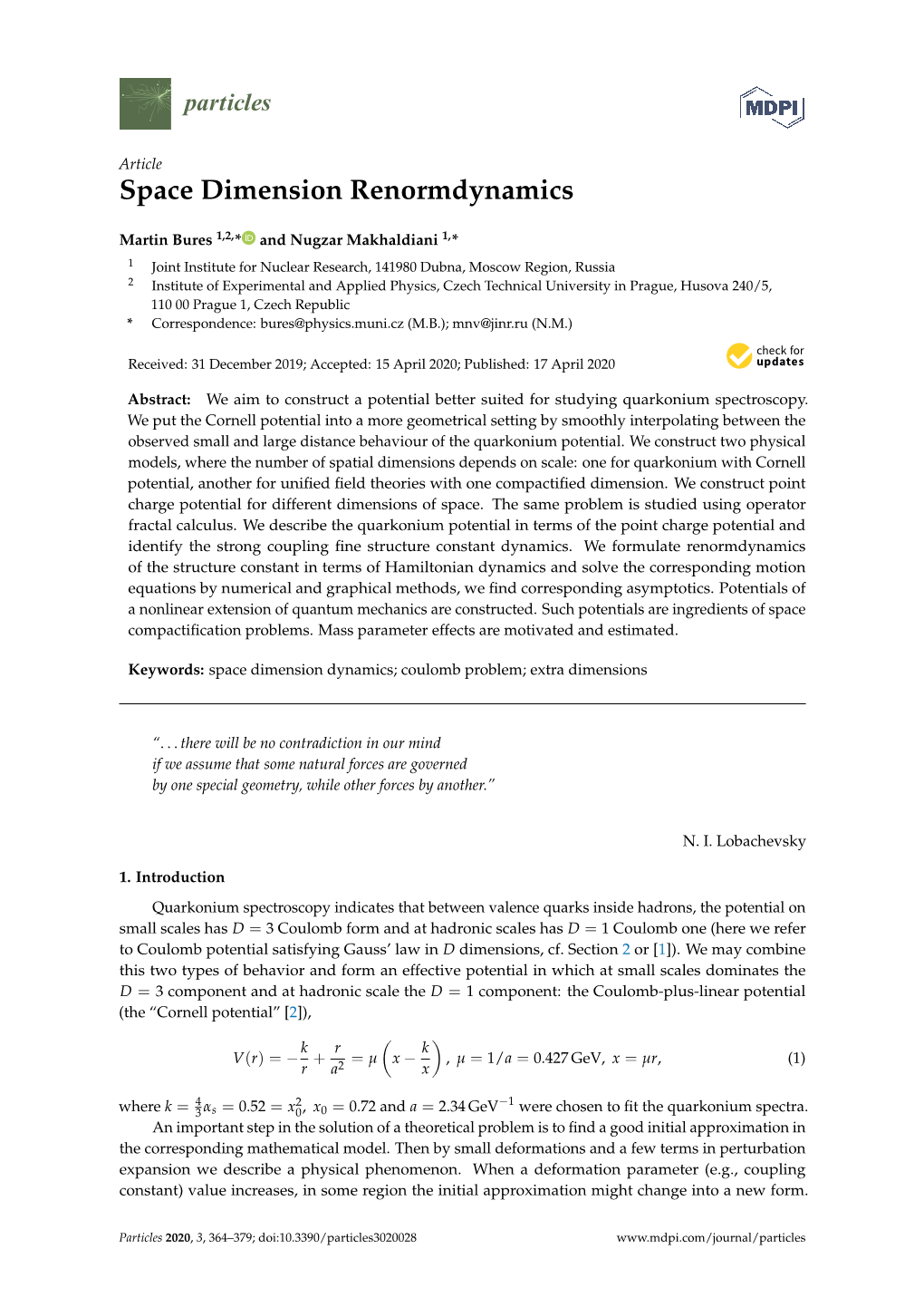 Space Dimension Renormdynamics