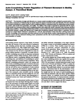 Actin-Crosslinking Protein Regulation of Filament Movement in Motility Assays: a Theoretical Model