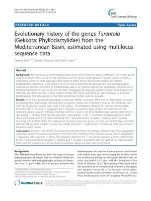 Evolutionary History of the Genus Tarentola (Gekkota: Phyllodactylidae)