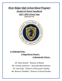 2021-22 RRHS Band Program Handbook