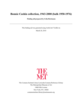 Bonnie Cashin Collection, 1943-2000 (Bulk 1950-1976)