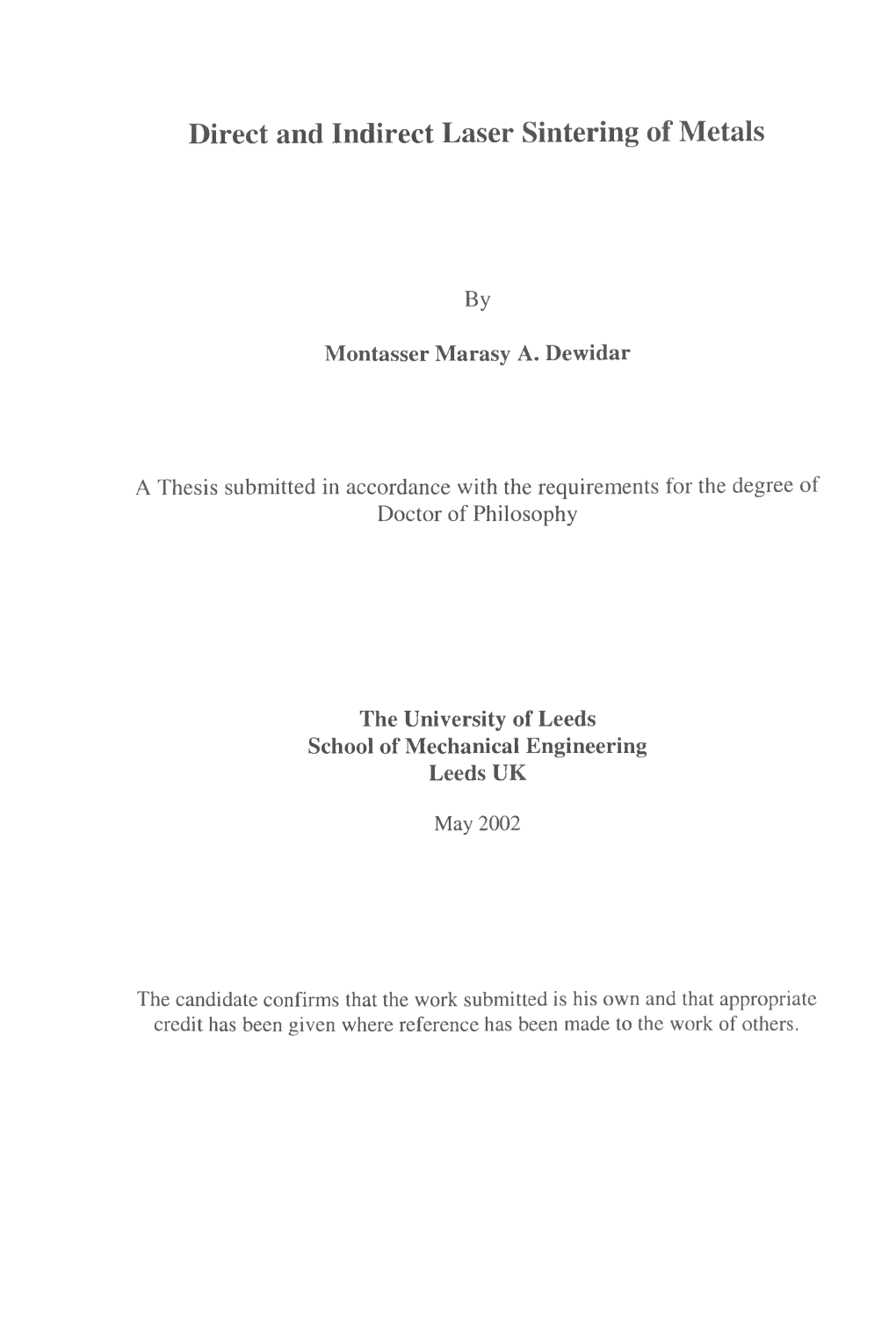 Direct and Indirect Laser Sintering of Metals