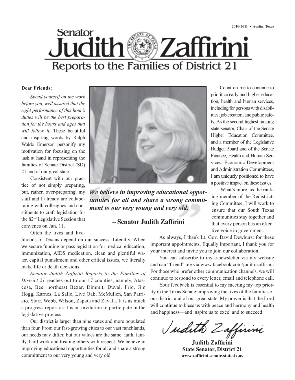 – Senator Judith Zaffirini Convenes on Jan