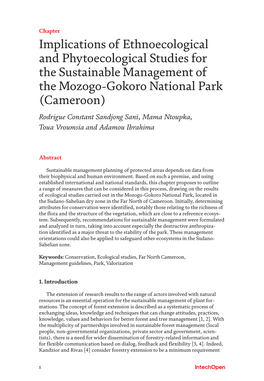 Implications of Ethnoecological and Phytoecological Studies for the Sustainable Management of the Mozogo-Gokoro National Park