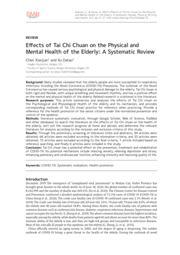 Effects of Tai Chi Chuan on the Physical and Mental Health of the Elderly: a Systematic Review