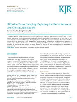 Diffusion Tensor Imaging: Exploring the Motor Networks and Clinical