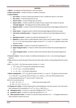 Matrices and Determinants Matrices 1