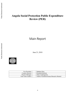 Angola Social Protection Public Expenditure Review (PER)