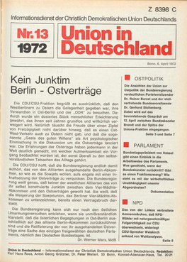 UID 1972 Nr. 13, Union in Deutschland