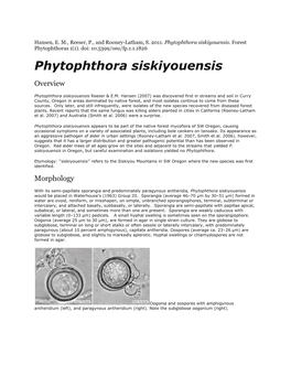 Phytophthora Siskiyouensis