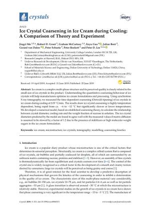 Ice Crystal Coarsening in Ice Cream During Cooling: a Comparison of Theory and Experiment