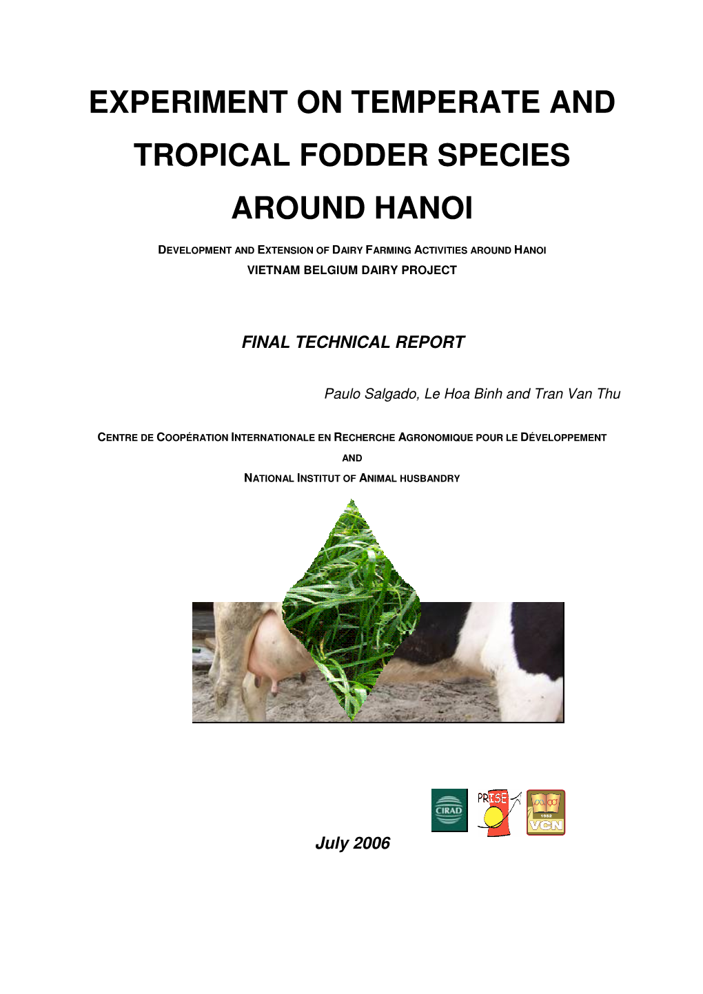 Experiment on Temperate and Tropical Fodder Species Around Hanoi