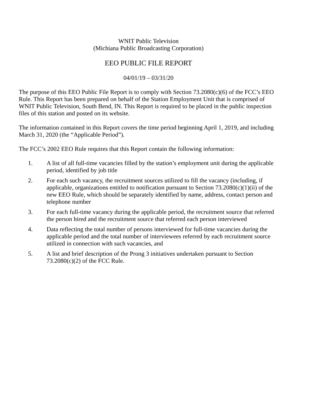 Eeo Public File Report