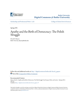 Apathy and the Birth of Democracy: the Olip Sh Struggle David S