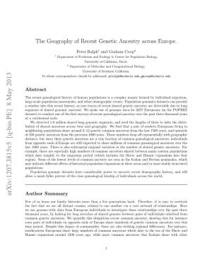 The Geography of Recent Genetic Ancestry Across Europe
