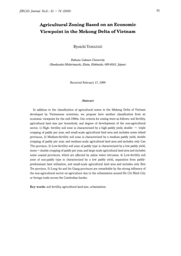 Agricultural Zoning Based on an Economic Viewpoint in the Mekong Delta of Vietnam