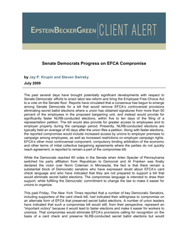 Senate Democrats Progress on EFCA Compromise by Jay P