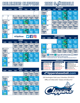 Columbus Clippers 2021 S Hedule