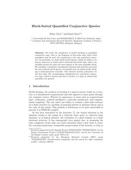 Block-Sorted Quantified Conjunctive Queries
