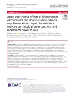 Acute and Chronic Effects of Rhaponticum Carthamoides and Rhodiola Rosea Extracts Supplementation Coupled to Resistance Exercise
