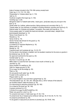 Index of Recipes Included in the 17Th-18Th Century Receipt Book 'Cake' (Pp