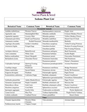 Sedona Plant List
