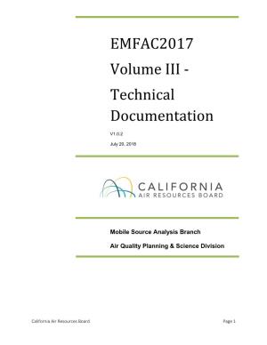 EMFAC2017 Volume III - Technical Documentation