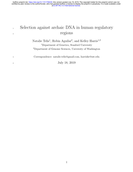 Selection Against Archaic DNA in Human Regulatory Regions