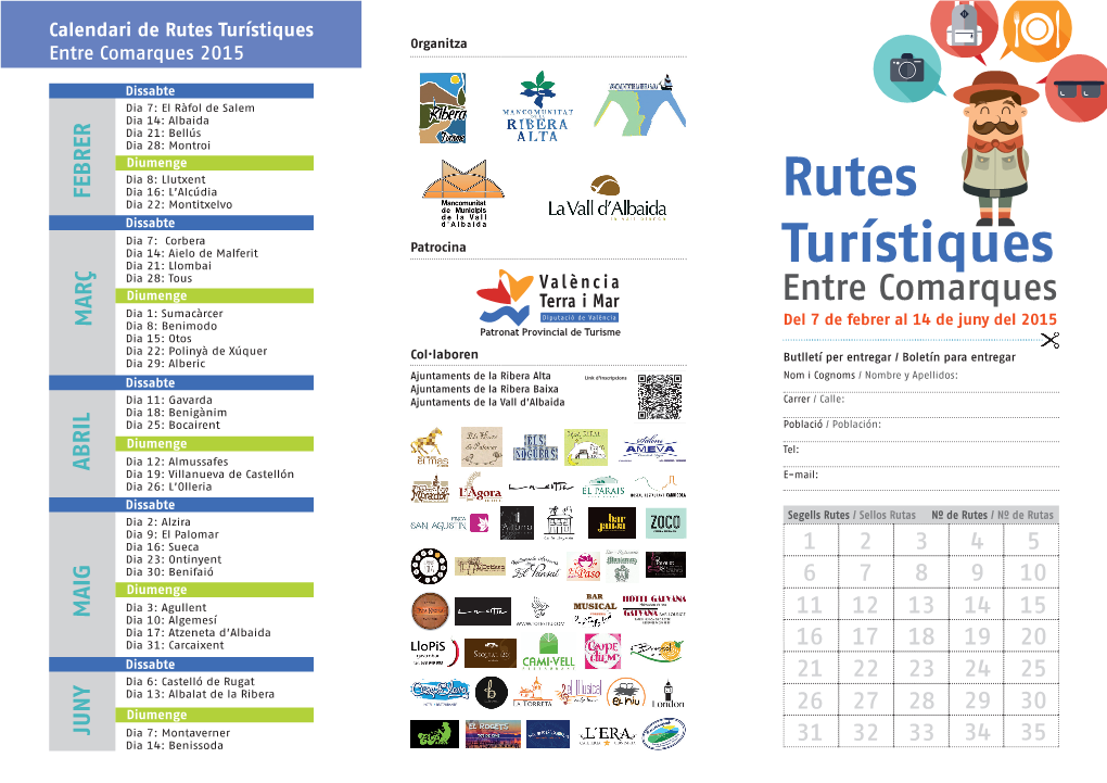 Rutes Turístiques Entre Comarques 2015 Organitza