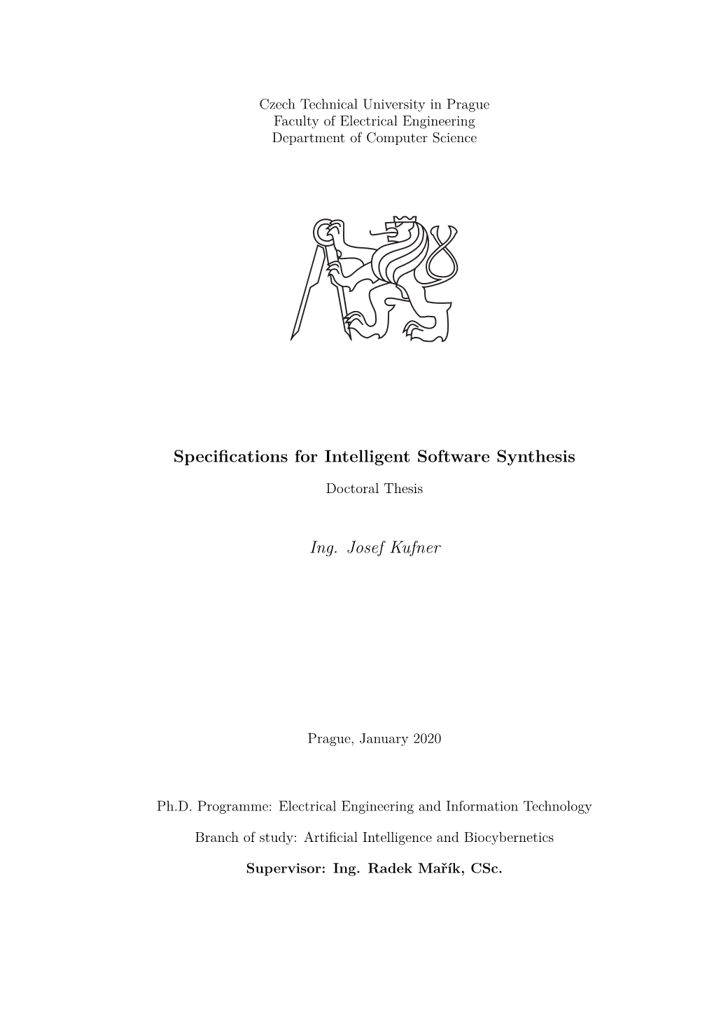 Specifications for Intelligent Software Synthesis