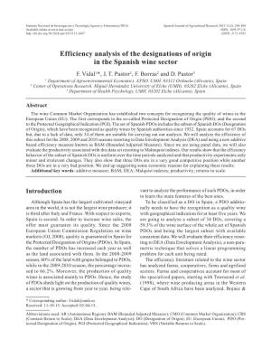Efficiency Analysis of the Designations of Origin in the Spanish Wine Sector F