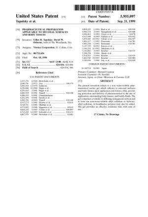 United States Patent (19) 11 Patent Number: 5,955,097 Tapolsky Et Al