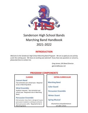 Sanderson High School Bands Marching Band Handbook 2021-2022