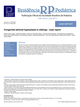 Congenital Adrenal Hyperplasia in Siblings - Case Report