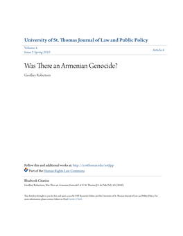 Was There an Armenian Genocide? Geoffrey Robertson