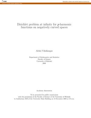Dirichlet Problem at Infinity for P-Harmonic Functions on Negatively