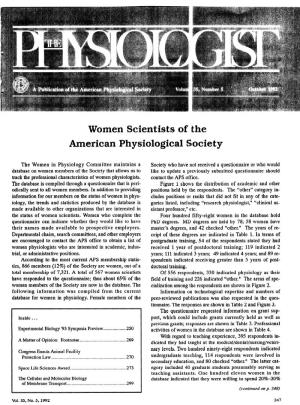 Women Scientists of the American Physiological Society