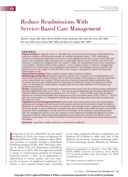 Reduce Readmissions with Service-Based Care Management